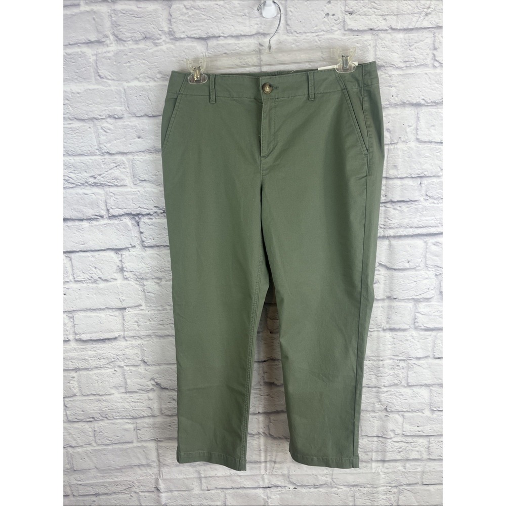 Loft NWT Curvy The Monroe Slim Green Chino Preppy Pants Size 10 Minimalist